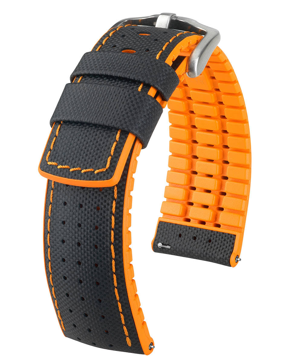Black Calf Watch Strap with Brushed Silver Buckle Q411019