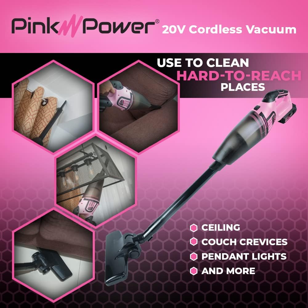 Pink Cordless Stick Vacuum Cleaner with Rechargeable Battery K169204