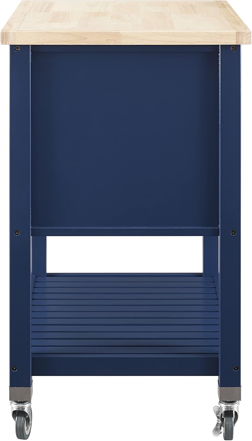 Denim Kitchen Cart with Locking Wheels O113653