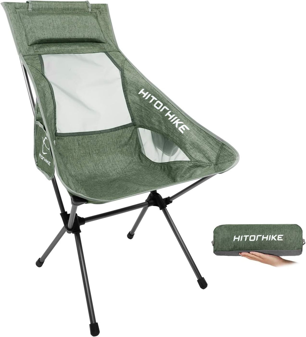 Ultralight High Back Folding Camping Chair with Nylon Mesh Headrest G344596