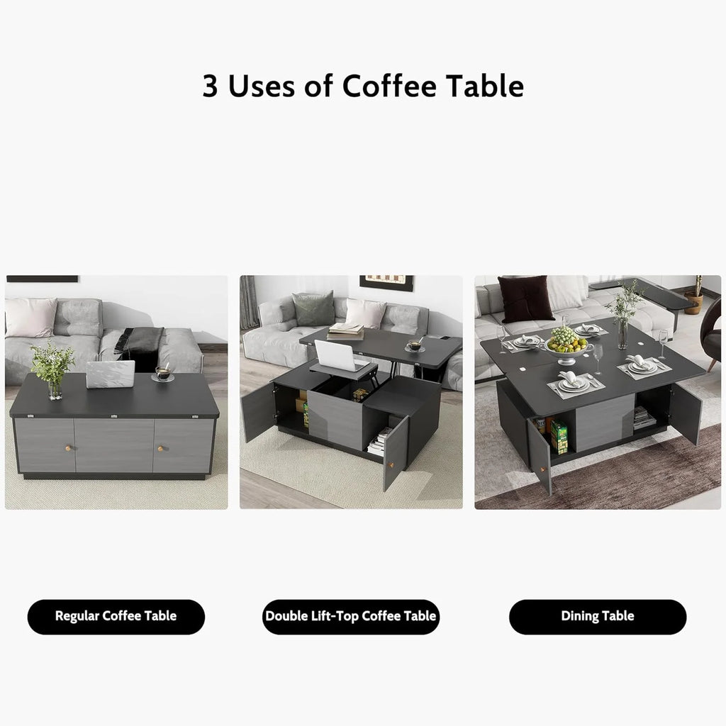 Dark Gray Lift Top Coffee Table with Storage Q5425