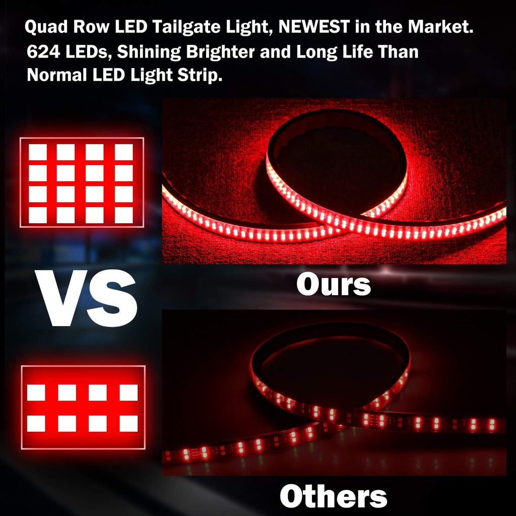 60 Inch Quad Row LED Truck Bed Light Strip, Red Brake/Running, Pack of 2 I49374