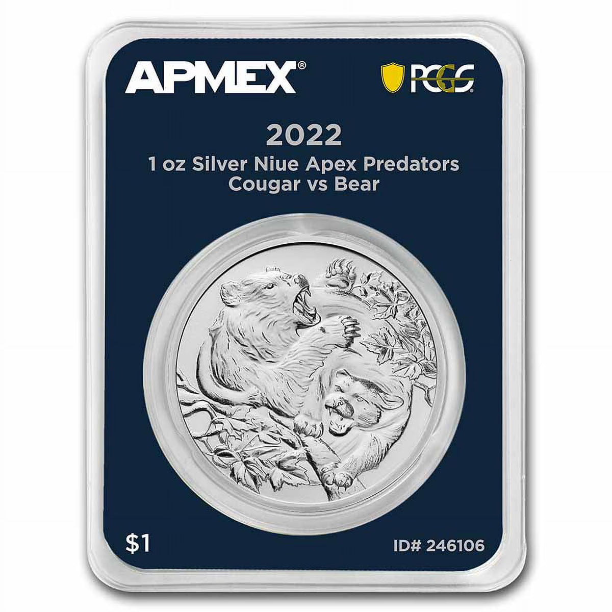 1 oz Silver Cougar vs Bear Coin X733