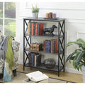 Metal and Wood 4-Shelf Bookcase Grey O6753