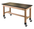 Black Wood Science Lab Table with Phenolic Top and Casters Z330