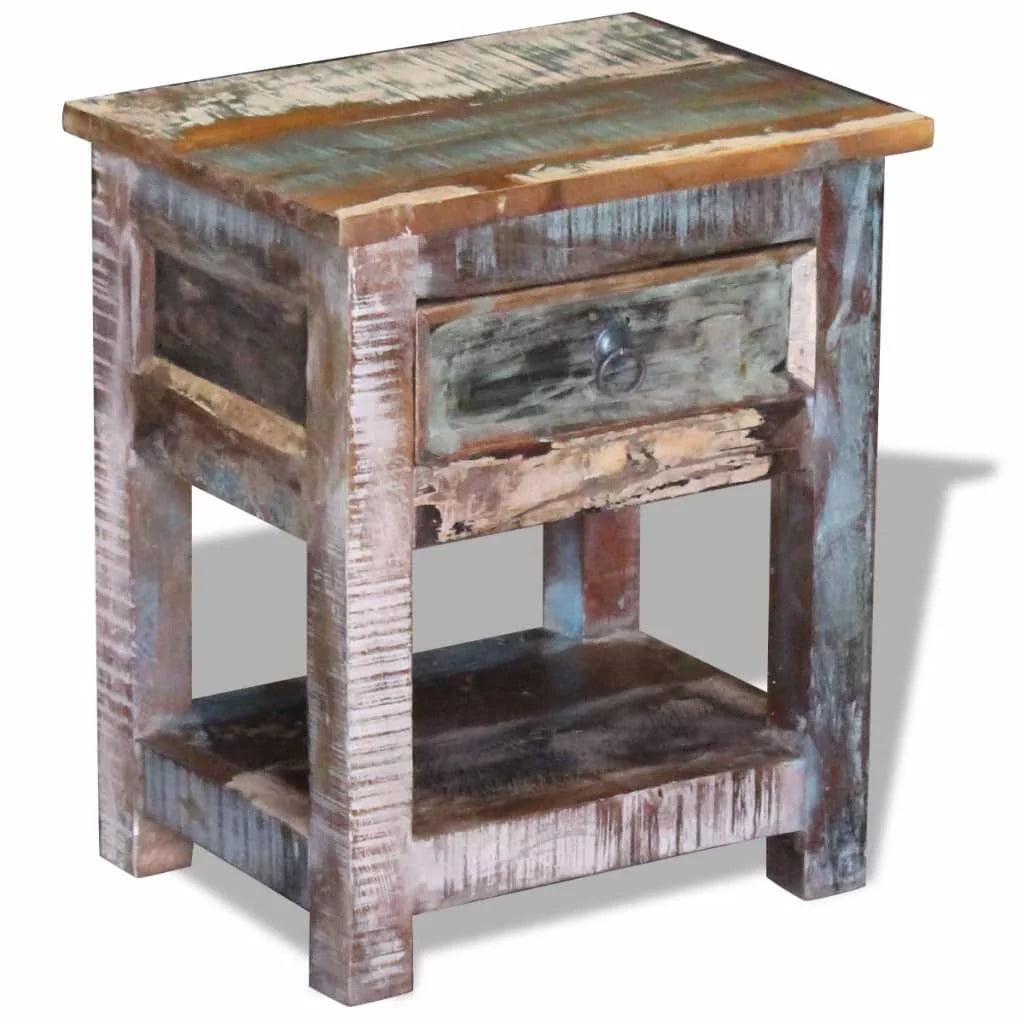 Solid Reclaimed Wood Side Table with 1 Drawer D236011