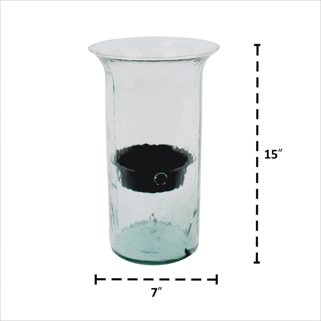 Glass Candle Cylinder with Rustic Insert Z1137