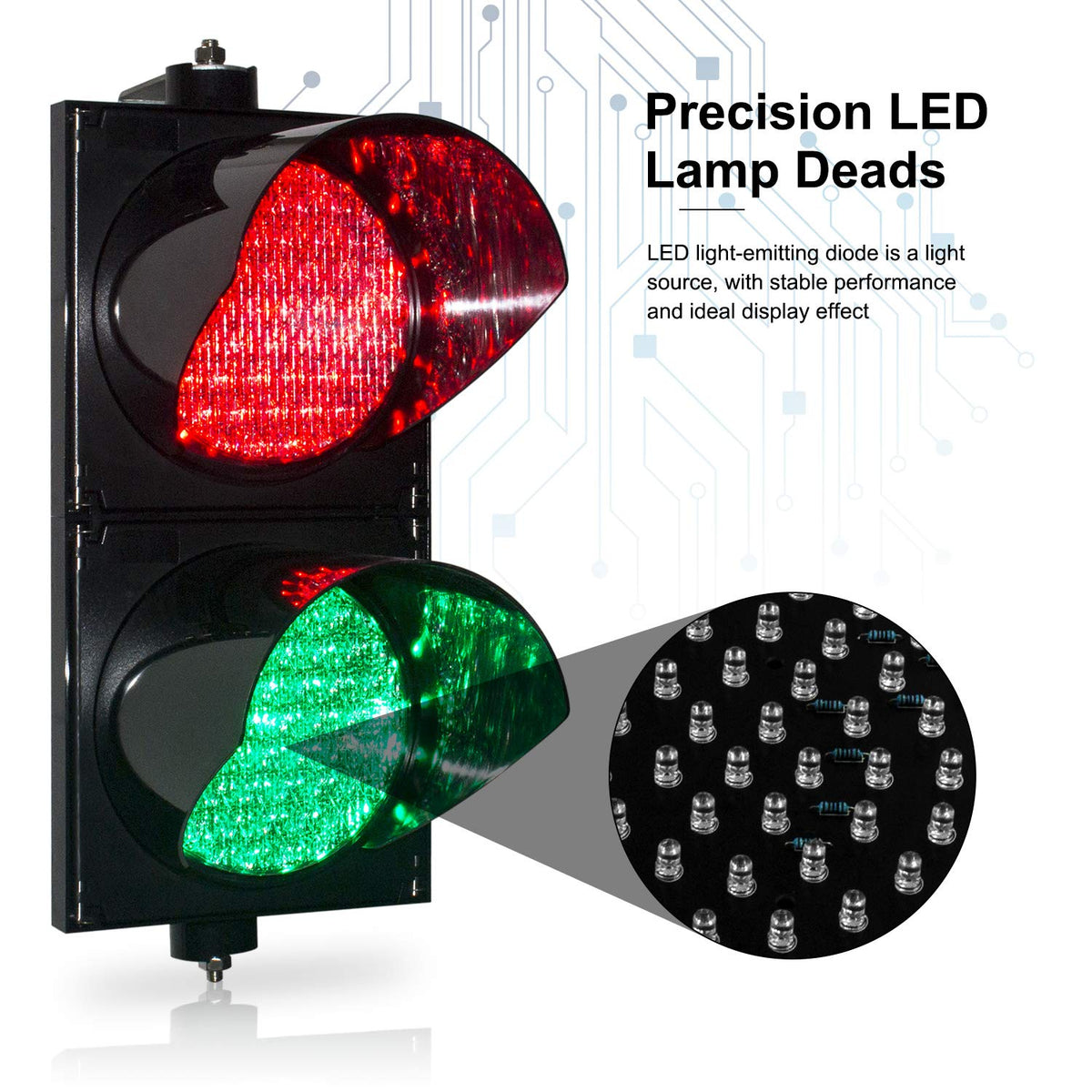 200mm Red/Green LED Traffic Light, IP65 PC Housing F75961