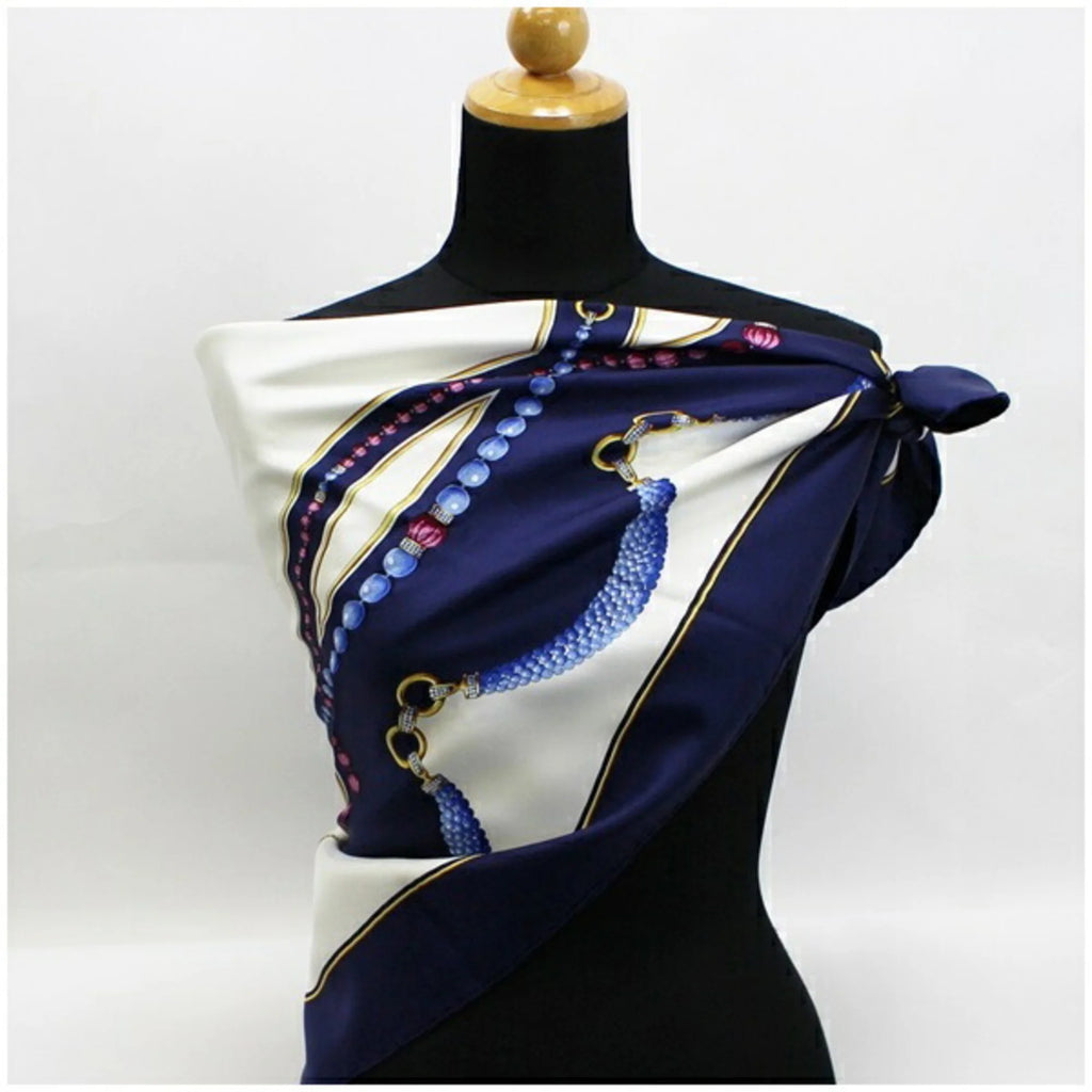 Navy White Pattern Scarf Muffler N920