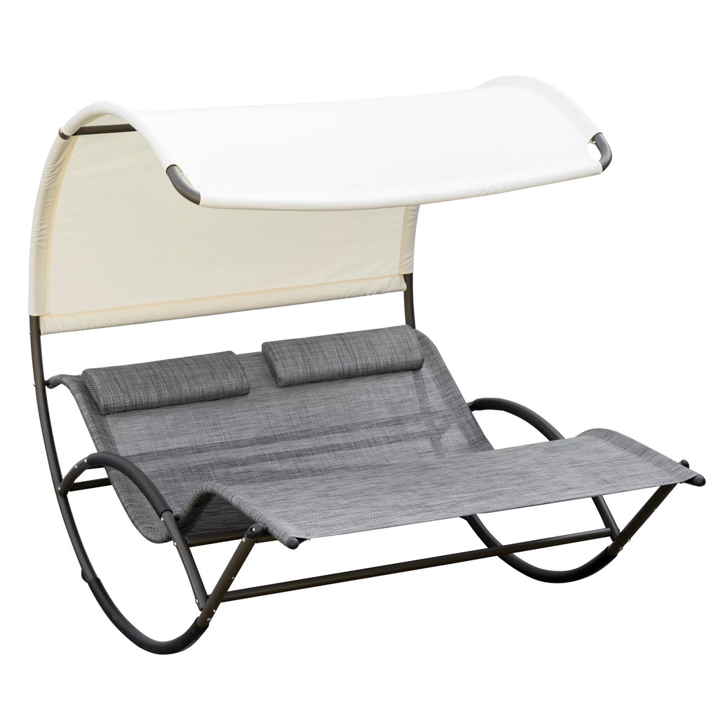 Gray Outdoor Rocking Bed with Canopy L549517