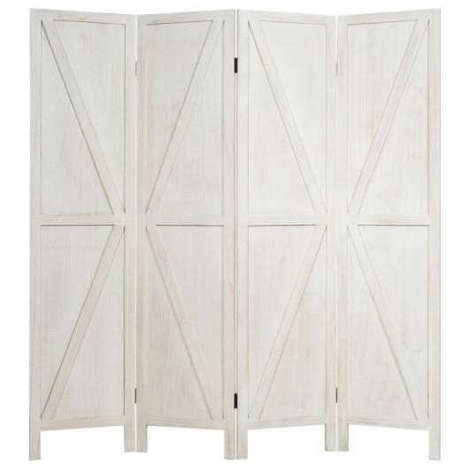 4 Panels Folding Wooden Room Divider White Y562721