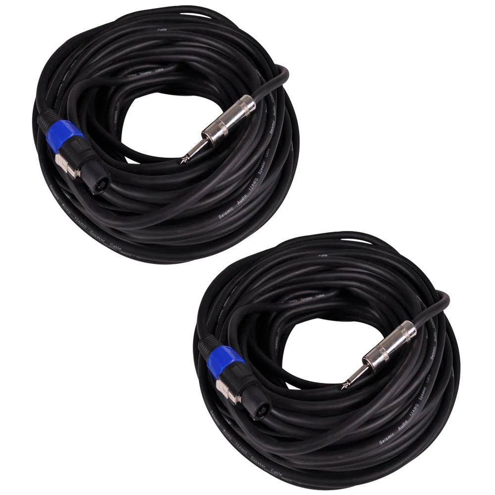 Pair of 100 Foot 12 Gauge Speakon to 1/4 inch Speaker Cables C66623