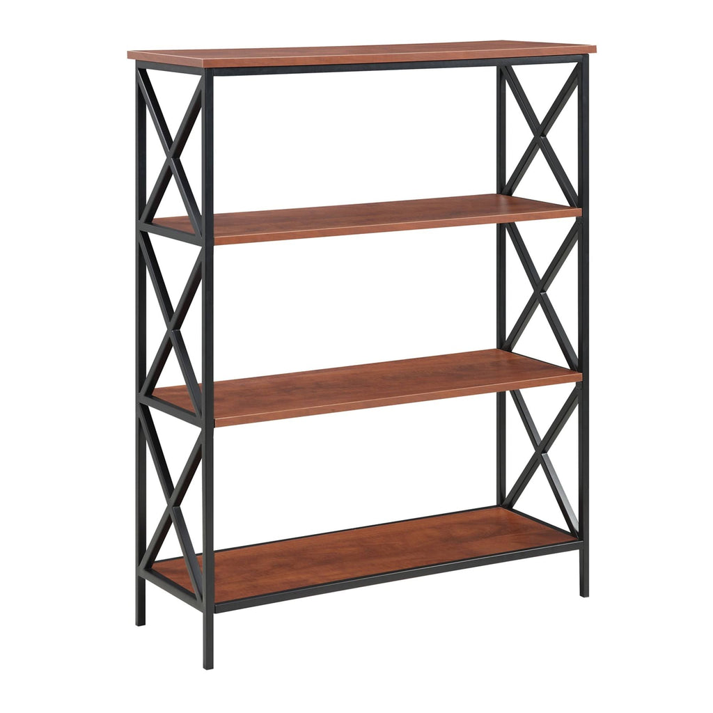 Metal and Wood 4-Shelf Bookcase Grey O6753