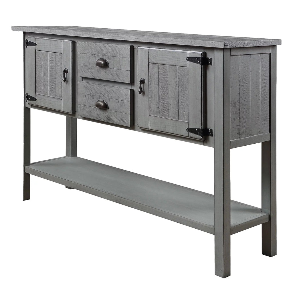 Antique Gray Wooden Console Table with 2 Cabinets and 2 Drawers F322