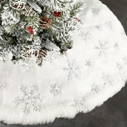 48 Inch Red Sequin Christmas Tree Skirt T4566