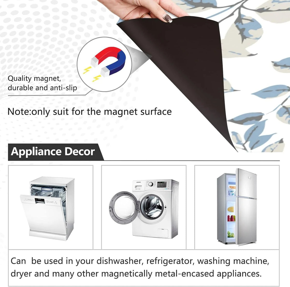 Flower Dishwasher Magnet Cover, 23x26 Inch Decorative Front Dishwasher Cover Sticker J4775