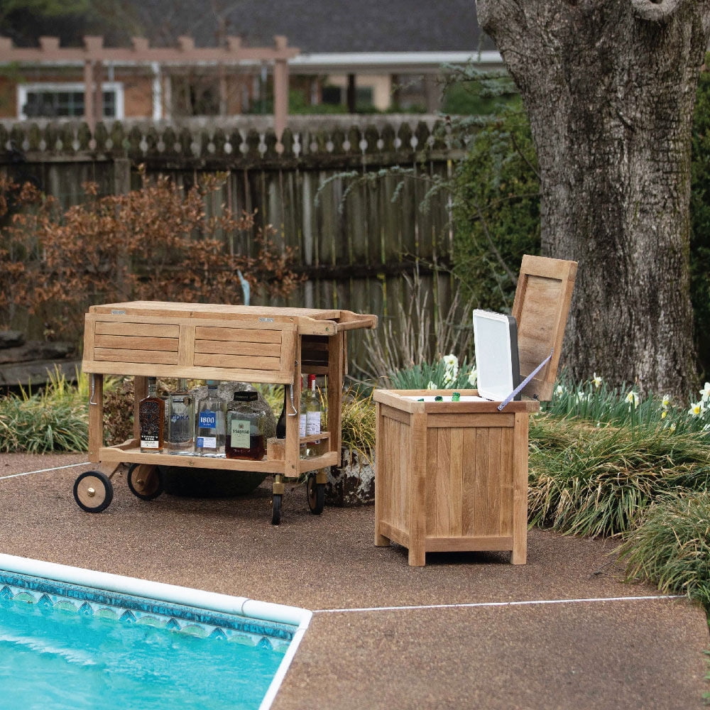 36 Quart Teak Ice Chest Cooler Side Table T53829