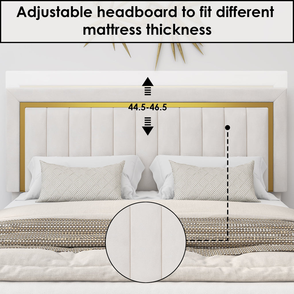 Queen Velvet Tufted Upholstered Platform Bed Frame B347