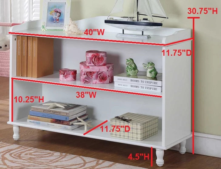 White Wood 3 Tier Kids Bookcase Storage Cabinet Y613701