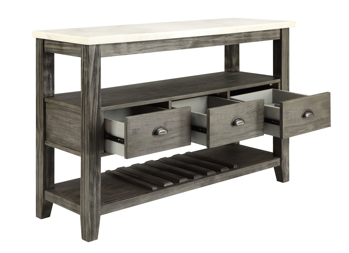 White Marble Gray Oak Server V177