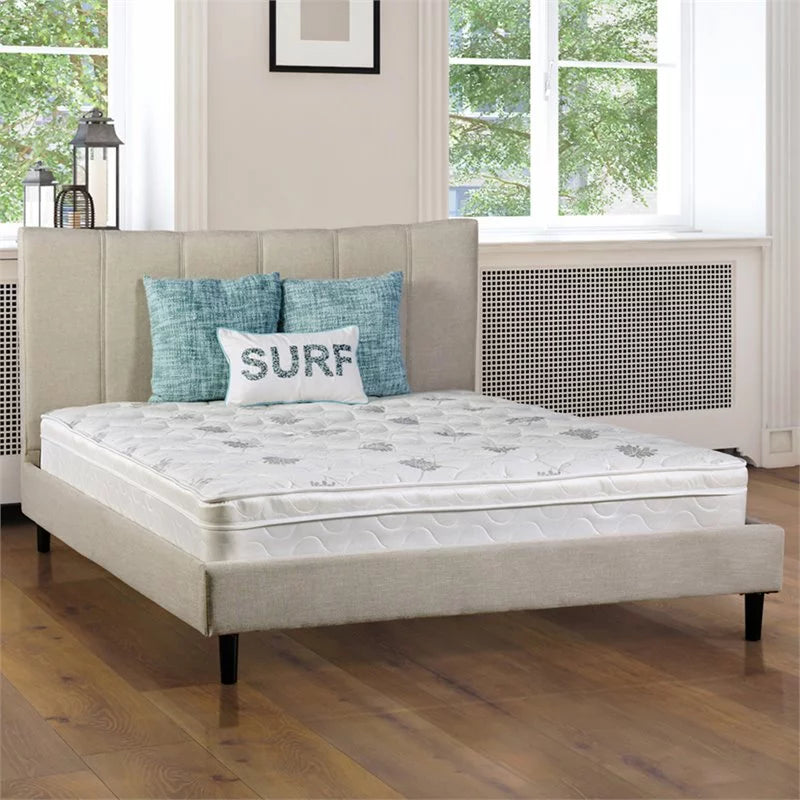 White 9-Inch Twin Euro Top Fabric Mattress L962