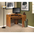 Corner Desk with Monitor Platform, Keyboard Shelf and 2 Drawers F76605