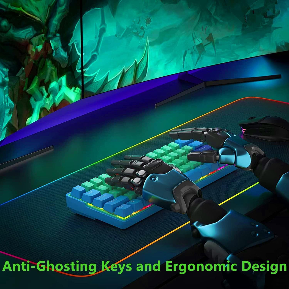 60 Percent Wireless Mechanical Keyboard with Cherry MX Blue Switch Z5275