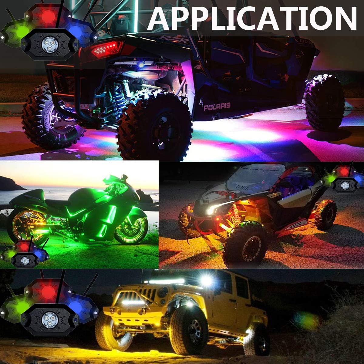 RGB LED Rock Light Kit with Bluetooth Remote Control K23734