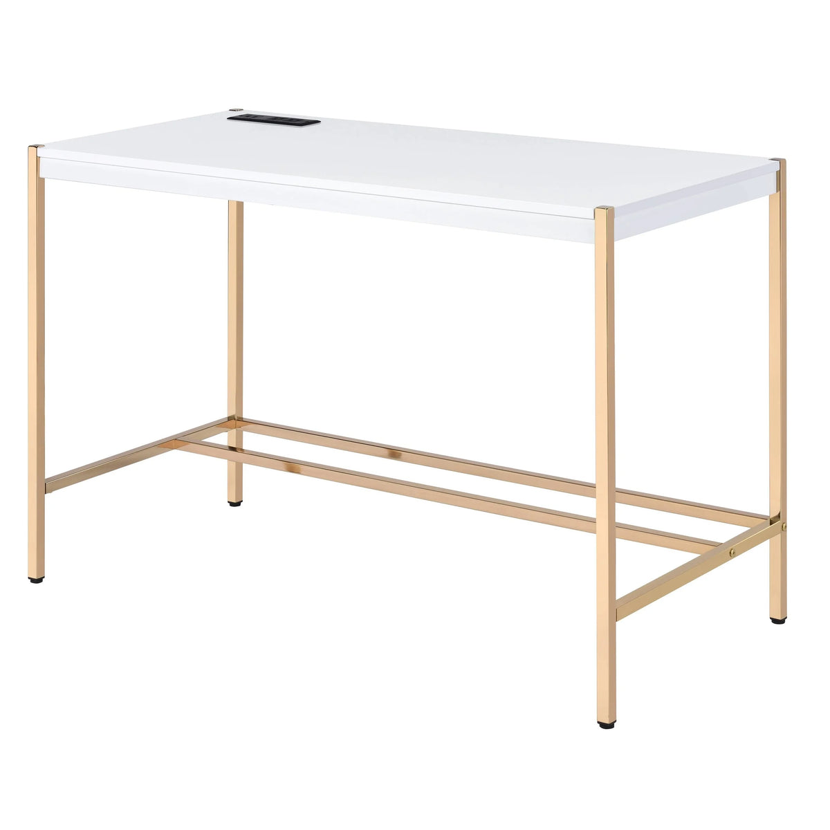 Navy Blue/Gold Writing Desk with USB Ports H10023