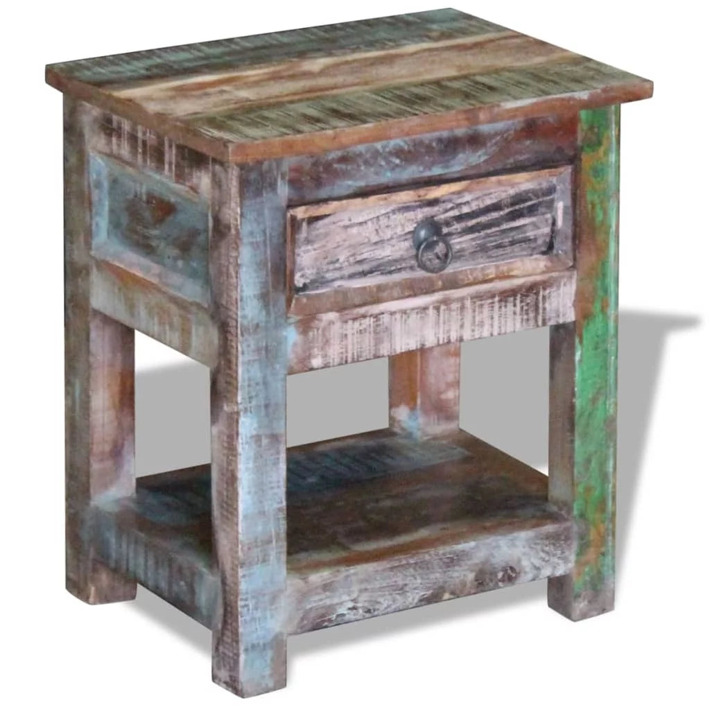 Solid Reclaimed Wood Side Table with 1 Drawer D236011