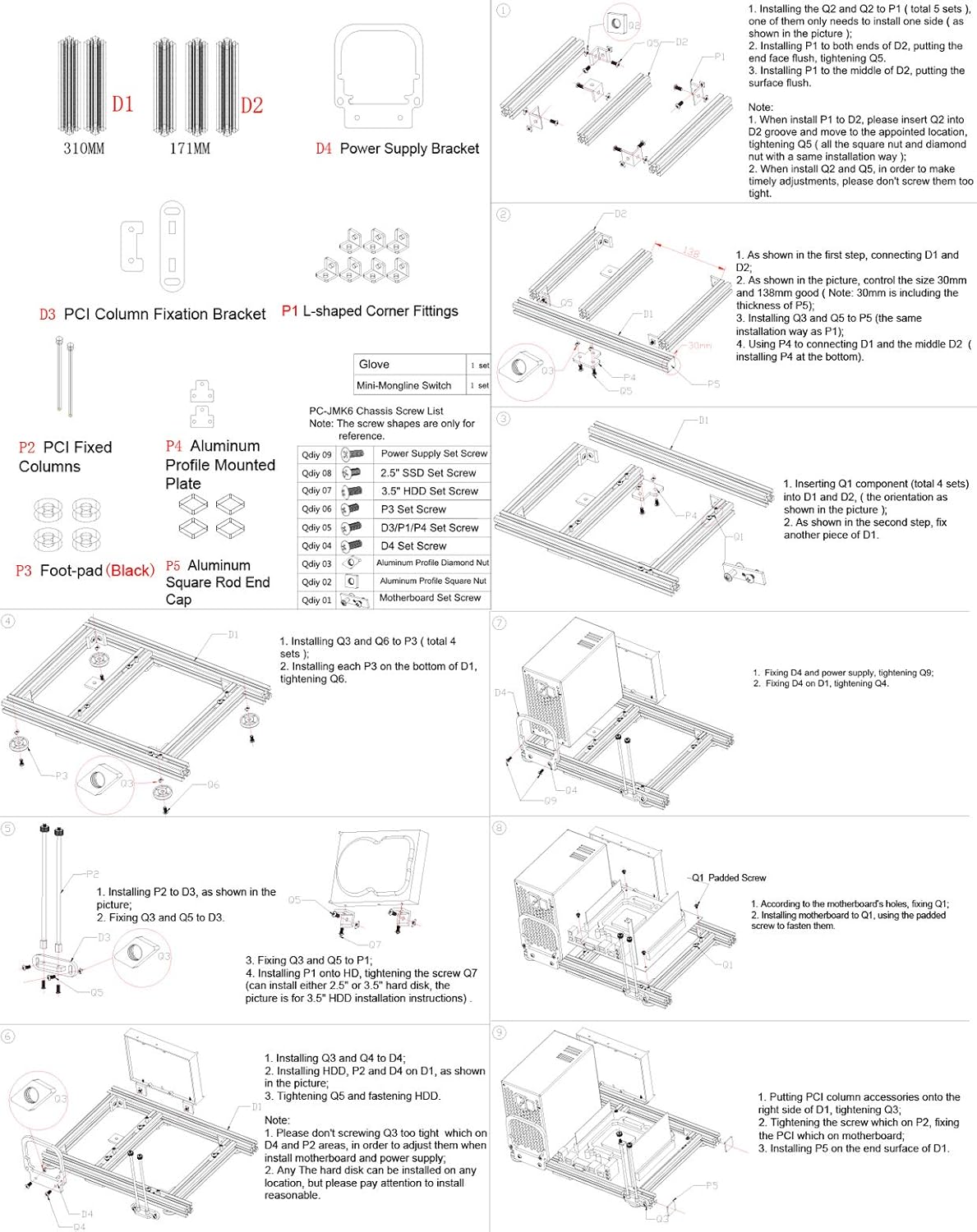 Open Air Frame Computer Case Aluminum Bracket C915