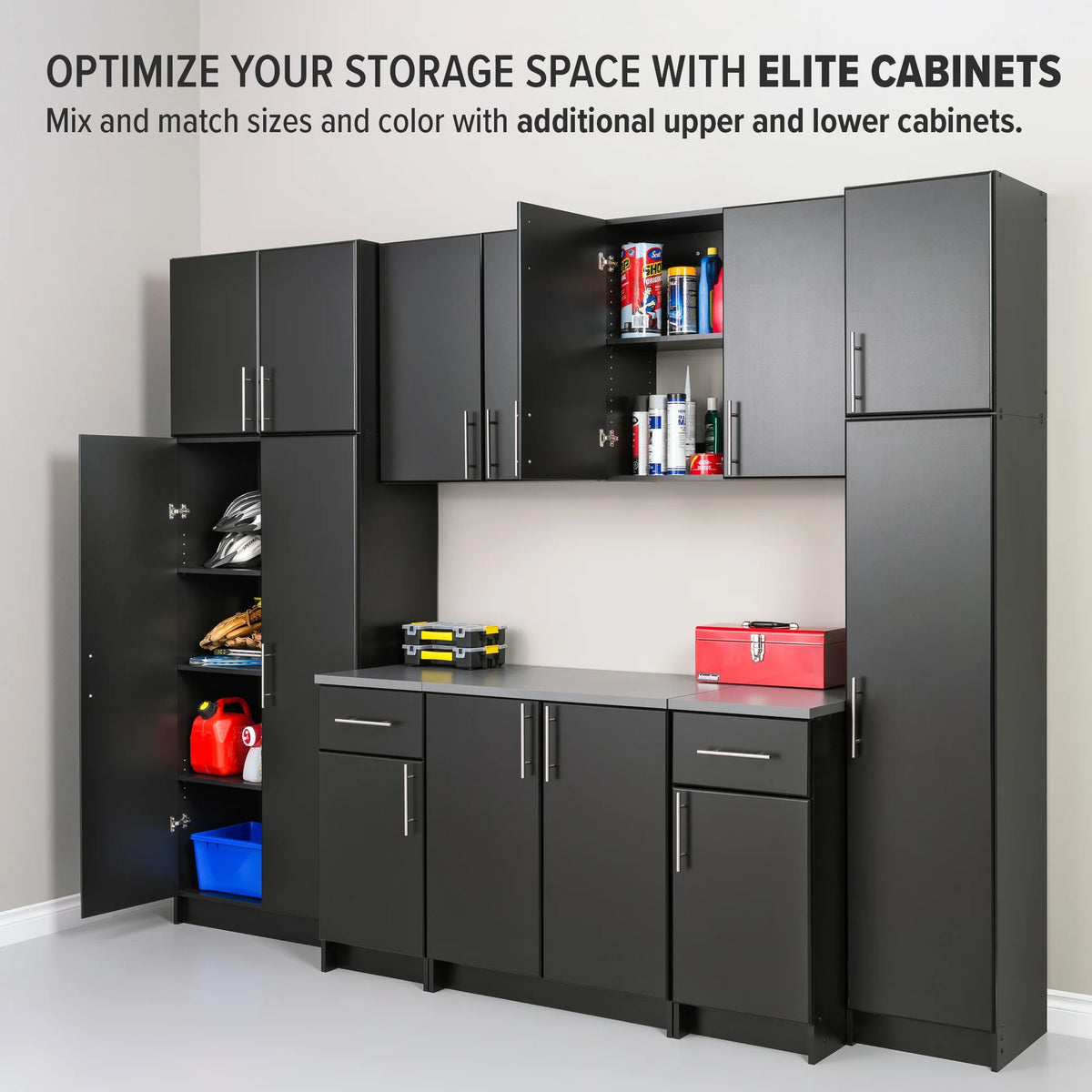 Black 16" Storage Cabinet with 2 Adjustable Shelves F599