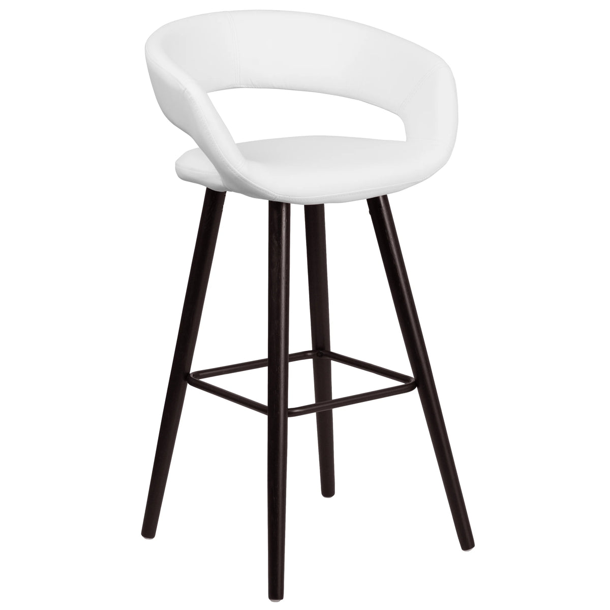 Cappuccino Wood Barstool with White Vinyl T6577