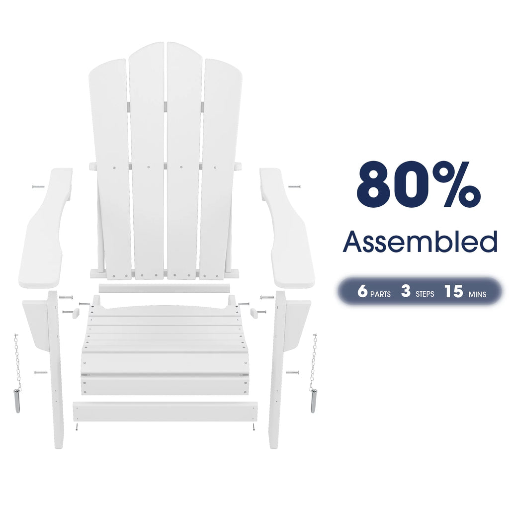 White HDPE Resin Adirondack Chair J55097