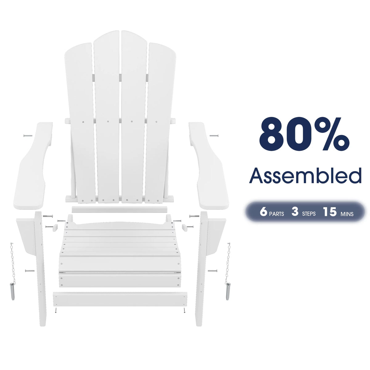 White HDPE Resin Adirondack Chair J55097