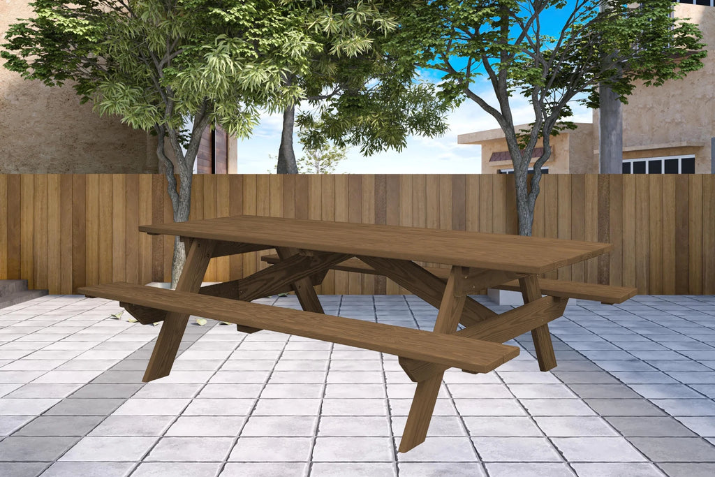 Wood Brown Solid Wood Outdoor Picnic Table J34296