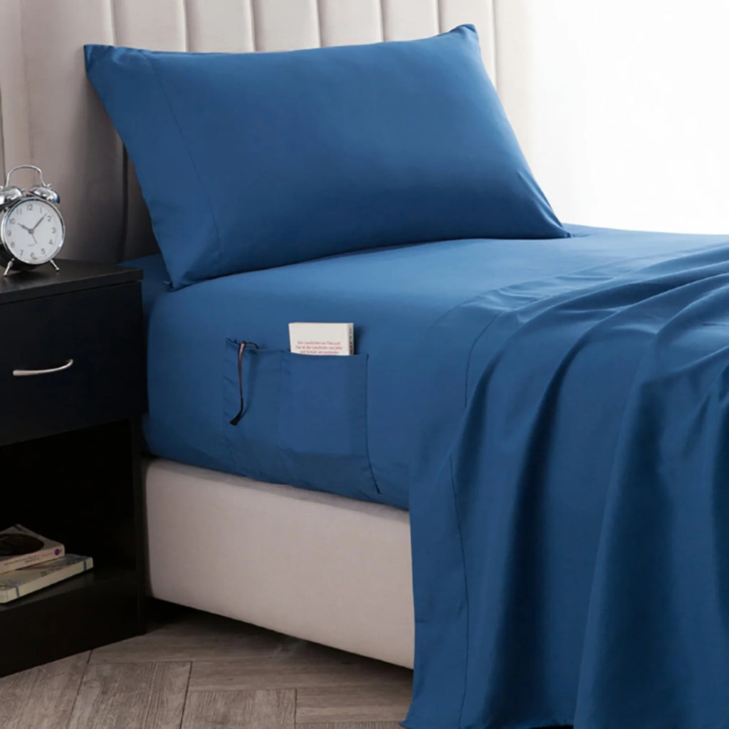 Supersoft Nightfall Navy Bedside Pocket Sheet Set R7205