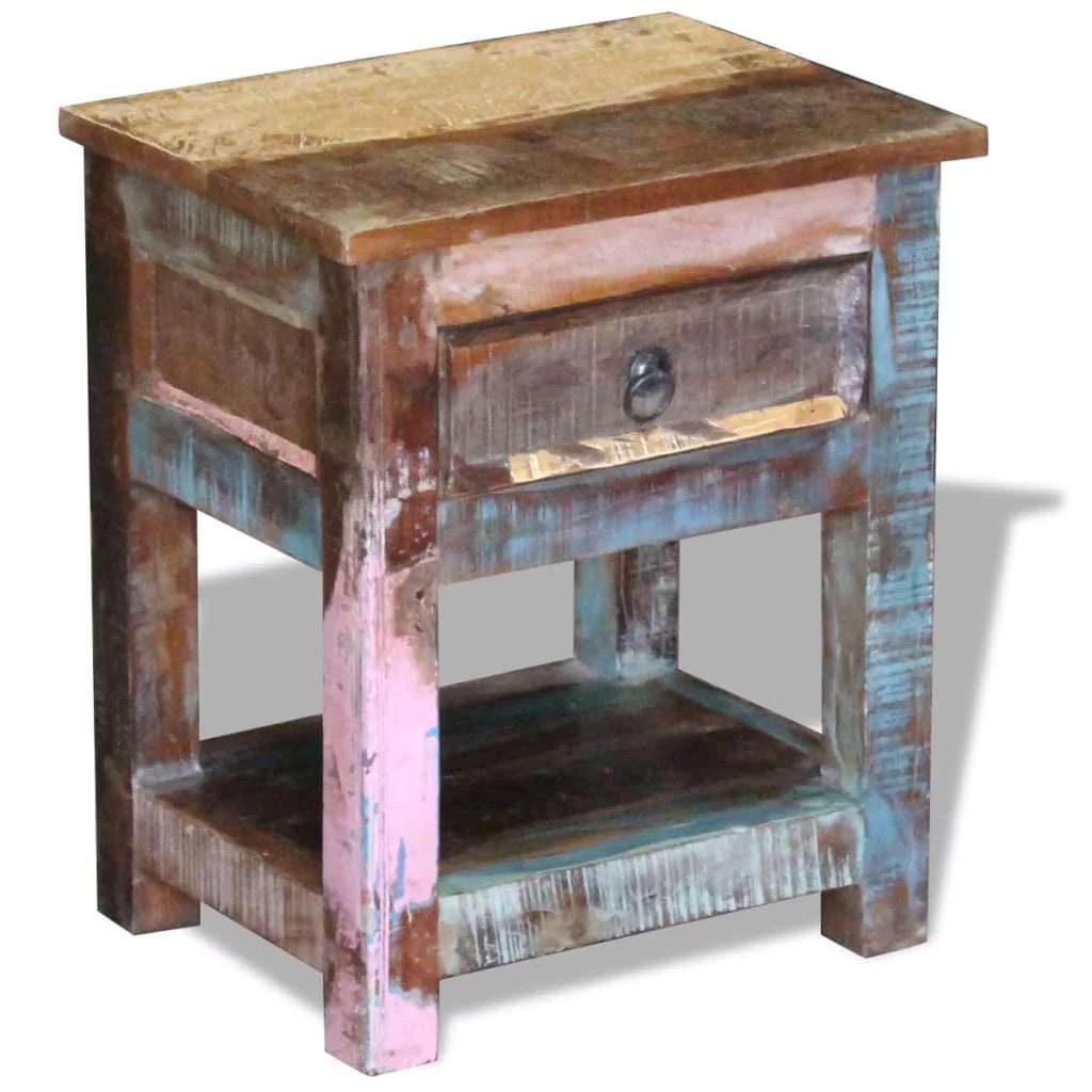 Solid Reclaimed Wood Side Table with 1 Drawer D236011