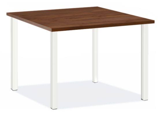 Walnut Top Square Table with White Base T1135