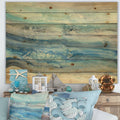 Blue Nautical Coastal Print on Natural Pine Wood V747