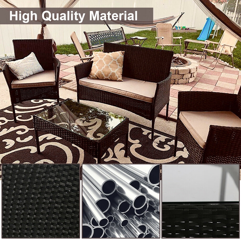 Set of 4 Outdoor Wicker Sofas Conversation Chair Table A303085