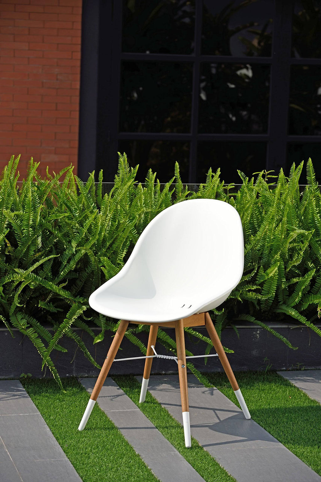 Patio Dining Chair Set, White with Light Teak Finish, Set of 2 or 4 D430