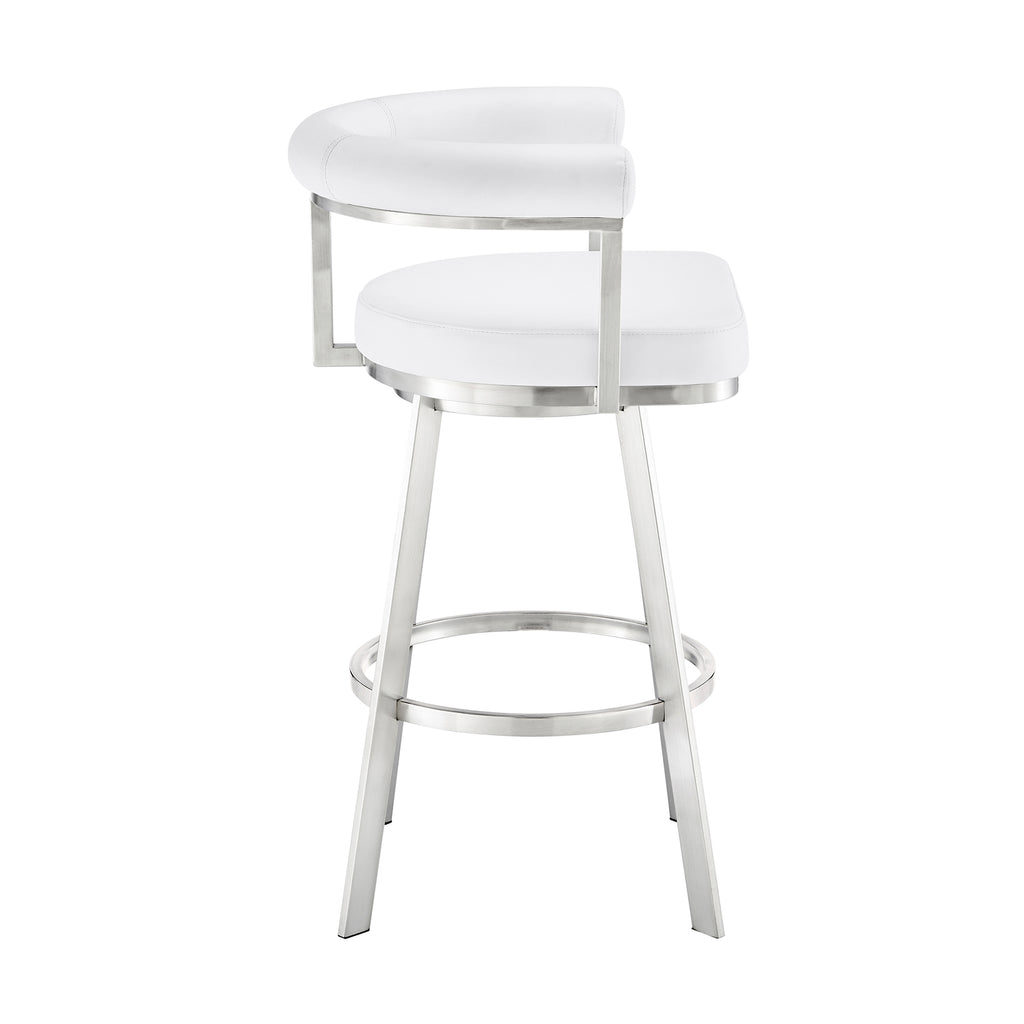 White/Chrome Swivel Bar Stool V17289
