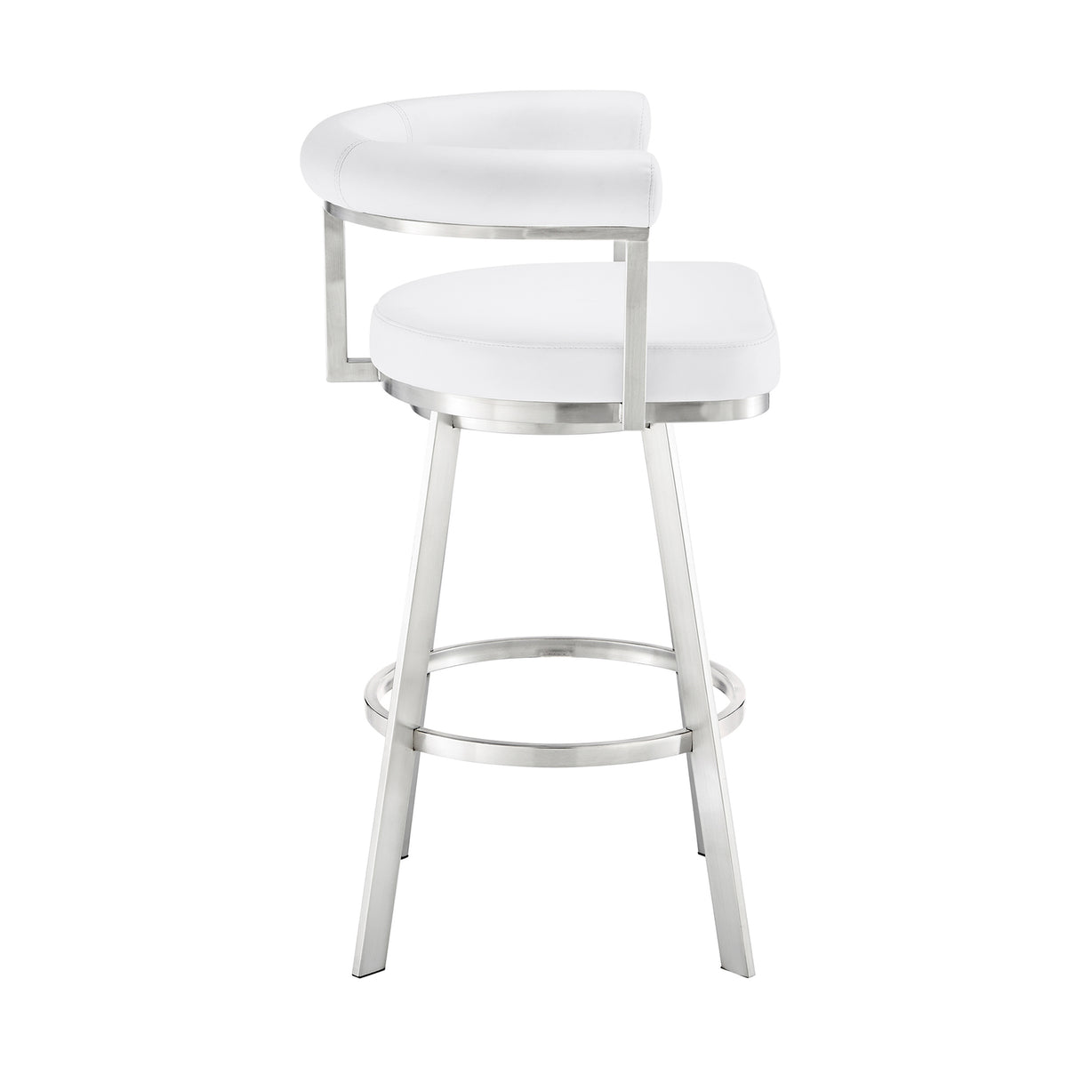 White/Chrome Swivel Bar Stool V17289