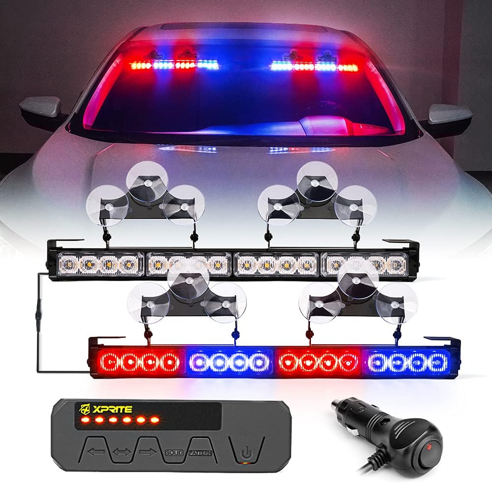 Amber LED Emergency Strobe Light Bar with Control Box, Pack of 2 Q451