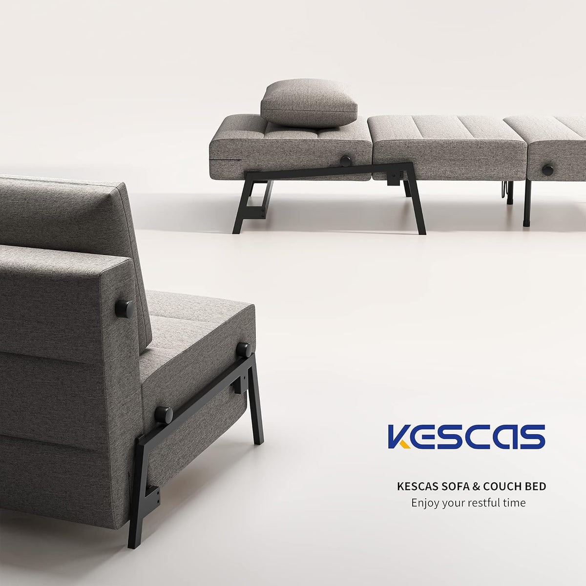 Light Gray Linen Convertible Sofa Bed O675