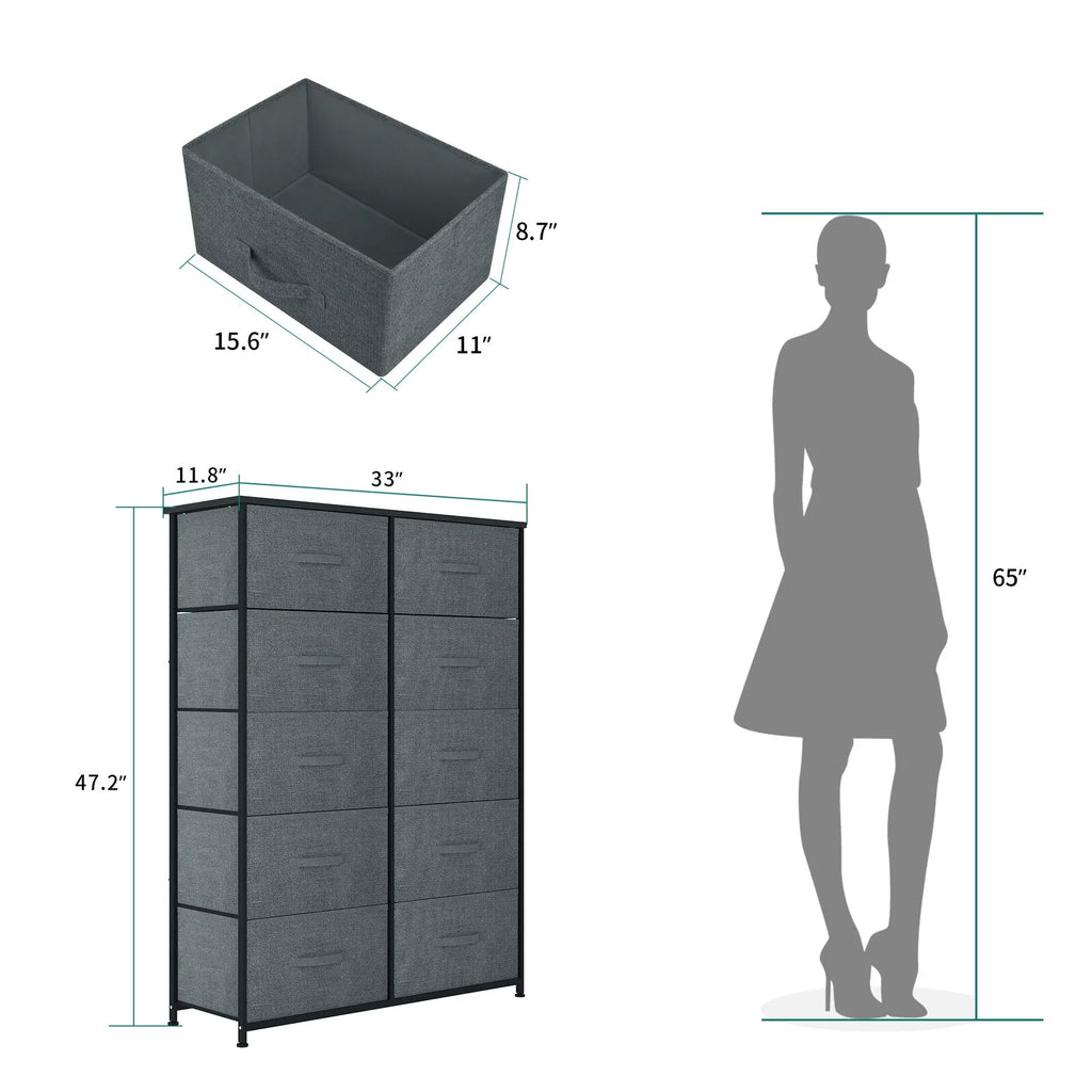 10 Drawer Storage Organizer with Wooden Top Shelf D51782