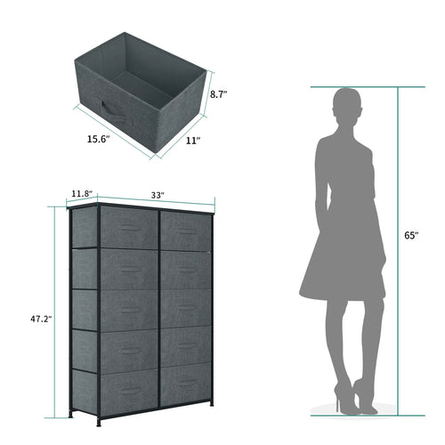 10 Drawer Storage Organizer with Wooden Top Shelf D51782