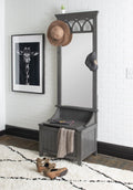 Gray Hall Tree with Storage Bench and Mirror W782829