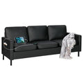 56" W Dark Grey Fabric Loveseat Sofa with 2 USB M3586